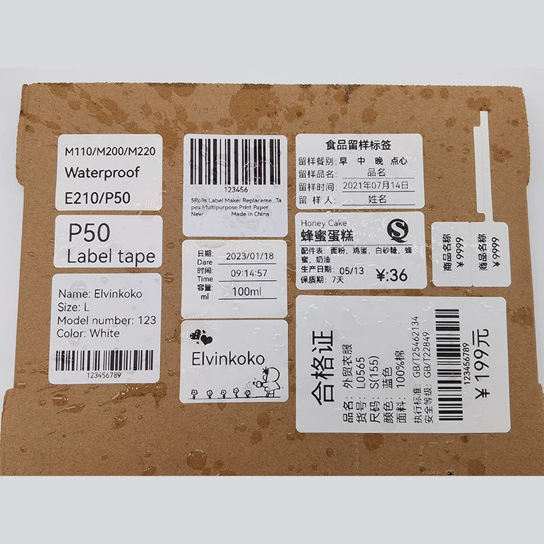 5PK Thermal Adhesive Label Papers for P1 Label Papers DP23 DP30 DP80 Label Maker  Waterproof  Tear Resistant Sticker