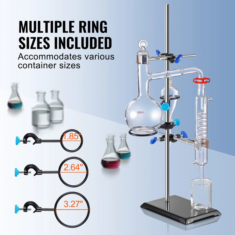 SucceBuy Lab Stand Support Laboratory Retort Support Stand Set Steel Lab Stand 23.6" Rod and 8.3" x 5.3" Cast Iron Base w/ Clamp