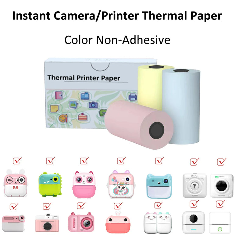 Self-Adhesive Instant Camera Print Refill Paper- Photo Printer Thermal Paper Rolls Instant Print Camera Refill Paper,57x30mm