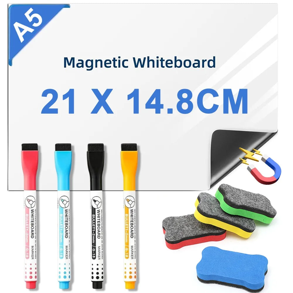 A5 Size Magnetic Dry Erase Board Fridge Markers WhiteBoard Sheet Kitchen Erasable Flexible Refrigerator Magnet Memo Grocery List