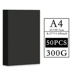 A4 180G200G300G 20/50PCS Black Cardboard Paper Handmade Card Paper DIY PackageThick Watercolor Painting Origami Crafts Pack
