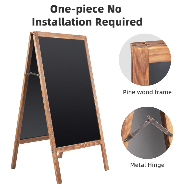 Magnetic Sandwich Writing Board A-Frame Drawing Painting Board Menu Display Sidewalk Wooden Chalkboard Free Standing