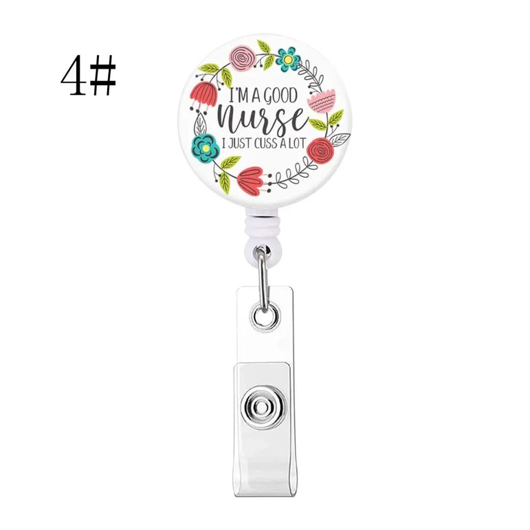 1pc Fashion Cute Rhinestones Retractable Nurse Badge Reel Clip Badge Holder Students Doctor ID Card Holder Keychain Gift