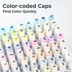 Ohuhu Honolulu New 48 Pastel Colors Marker Pen Set Alcohol Art Markers Blossoming Dual Tips Sketching Drawing School Art Supplie