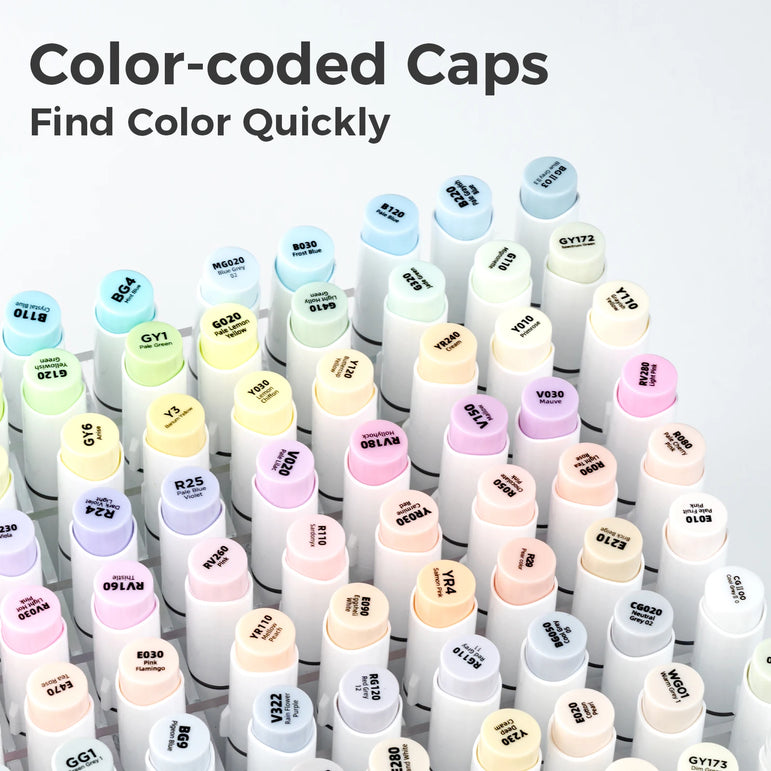 Ohuhu Honolulu New 48 Pastel Colors Marker Pen Set Alcohol Art Markers Blossoming Dual Tips Sketching Drawing School Art Supplie