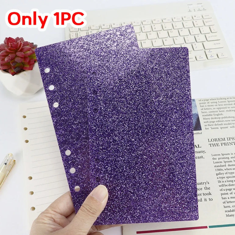 A6 Acrylic Loose-leaf Notebook Cover Glitter Transparent Binder Notebook Shell DIY Scrapbook Cover Office Stationery Supplies