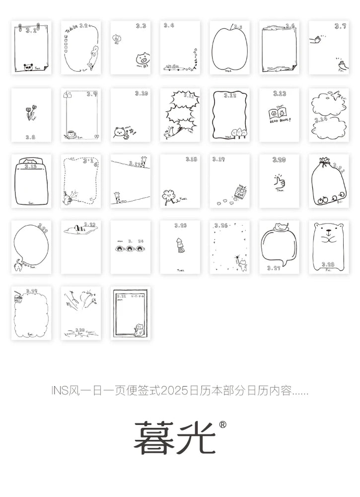 Journal GO 372 sheets 2025 Mini Calendar Note Portable Memo Calendar Student Stationery Delicate Calendar School Office Supplies