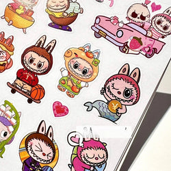 1/3/5 Pcs Cartoon Anime Cute Bunny Print Booklet Roll Book Sticker Combo Book Student Decompress Diy Booklet Material Gift