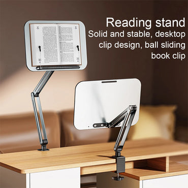 Desk Clamp Book Stand for Reading Adjustable Book Holder Recipe Book Holder for Laptop Tablet Recipe Textbook
