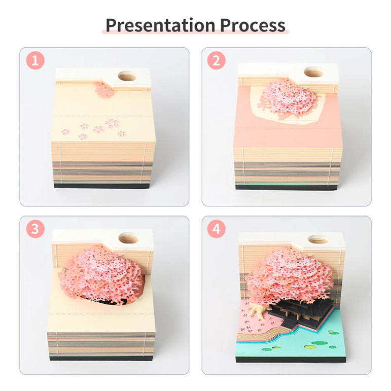 Castl Desk Calendar 2025 Tear-Away 3D Calendar Memo Pad Creative Desk Calendar DIY Notes Notepad 3D Art Calendar Paper
