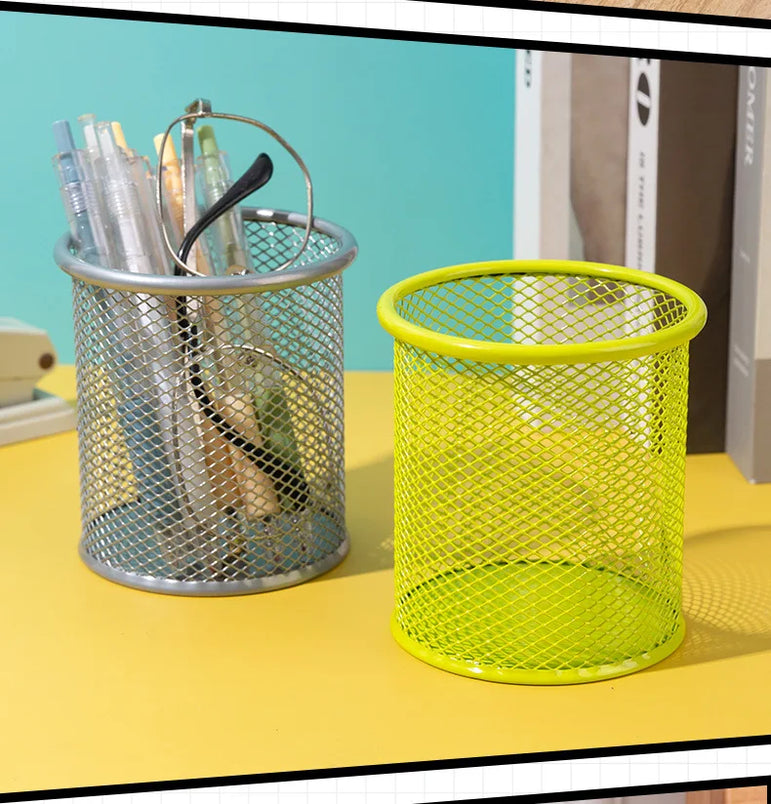 1Pcs New Pencil Holder Office Desk Metal Mesh Square Pen Pot Cup Case Container Organiser Durable Pencil Case