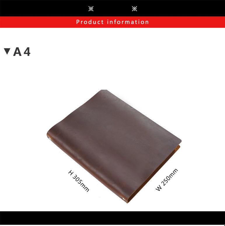 First-layer Cowhide Notebook A4 Enlarged Notebook Crazy Horse Leather Binder Thickened Sketchbook Retro Notepad Gift Notebook