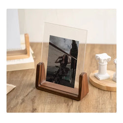 6 In Walnut Beech Photo Frame Wooden Kpop Idol Photo Display Wedding Party Picture Holder Desktop Office Photo Decor CardHolder