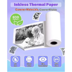 Self-Adhesive Instant Camera Print Refill Paper- Photo Printer Thermal Paper Rolls Instant Print Camera Refill Paper,57x30mm