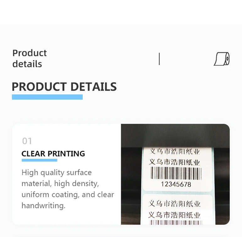 80X50 Adhesive Thermal Label Sticker Paper Waterproof Supermarket Price Blank Label Direct Print Office Print Supplies