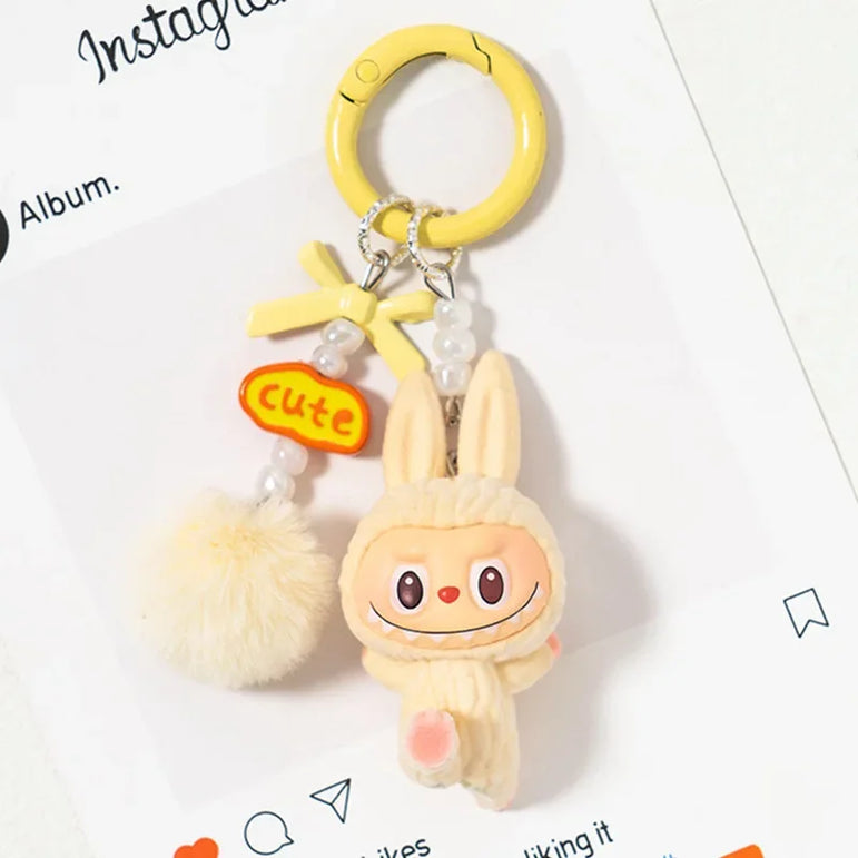 Labab Flocking Plush Toys Keychains Pendants Cute and Adorable Mobile Phone Chains Bags Pendants Couple's Small Gifts