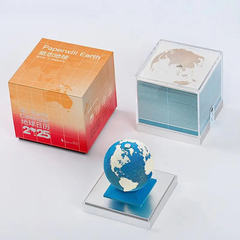 3D Earth Memo Pad Calendar 2025 Tear Away Calendar Desk Calendar Time Piece Sticky Notes Calendar Paper Carving Art Decor