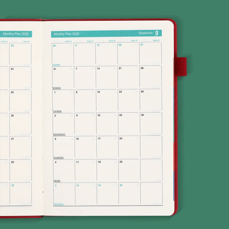 2026 A5 Textured PU Portable Agenda Book English Calendar Book Notepads Creative Daily Planner Reminder Desktop Date Calendar