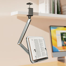 Desk Clamp Book Stand for Reading Adjustable Book Holder Recipe Book Holder for Laptop Tablet Recipe Textbook