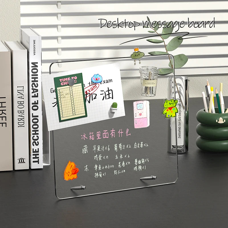 Desktop message board Acrylic transparent notepad Office memo board can be written home memo board magnetic desktop board