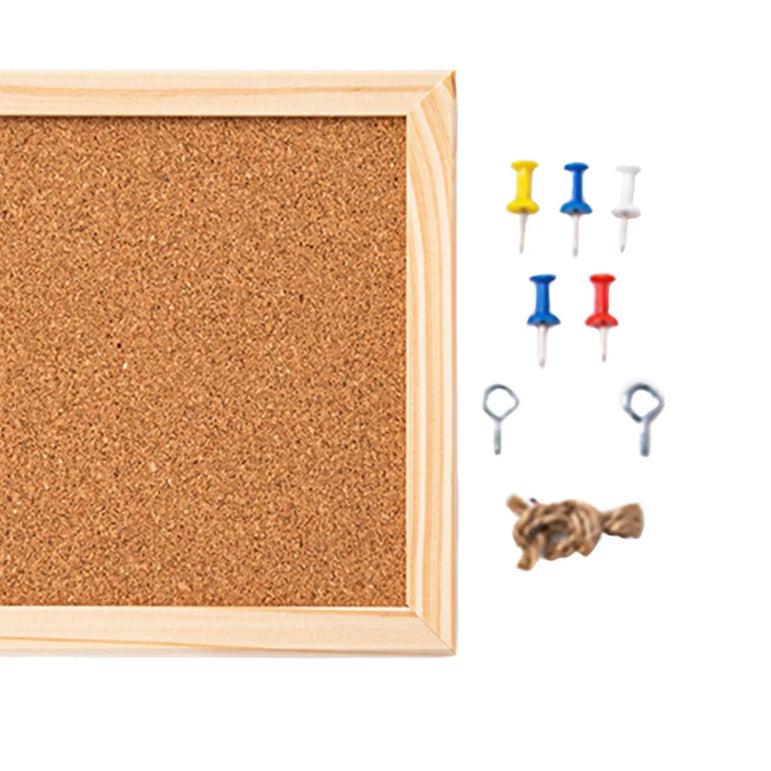 Cork Blackboard Bulletin Board Corkboard DIY with Push Pins Home Office Hanging Display Board Office School Wood Drafting Board