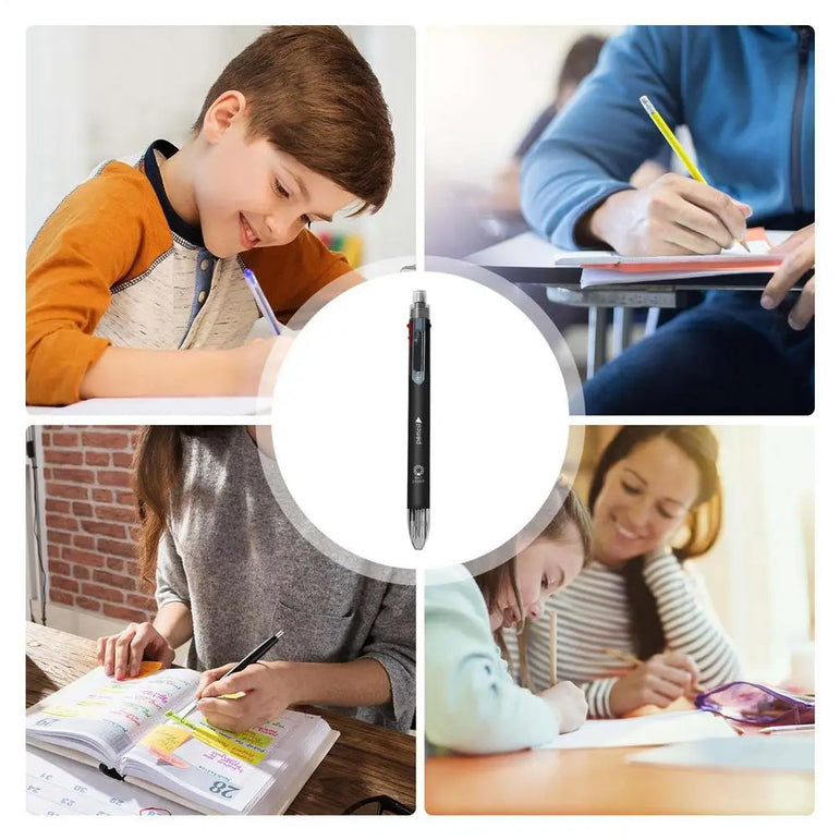 6 In 1 Multicolor Ballpoint Pen 5 Colors Ball Pen Creative Multicolor Ballpoint Pen 1 Automatic Pencil With Eraser for School