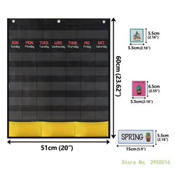 Calendar Pocket Chart for Kindergarten School Classroom with 89 Cards Monthly Calendar Pocket Chart for Kids Learning