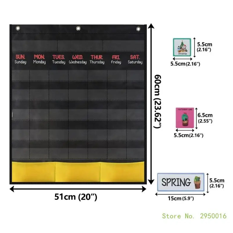 Calendar Pocket Chart for Kindergarten School Classroom with 89 Cards Monthly Calendar Pocket Chart for Kids Learning