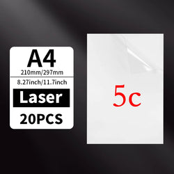 A4 10/50PCS 5MIC 100% Transparent Self-adhesive Paper  Vinyl Sticker Paper For Laser Printing Waterproof Scratchproof  Tear-off.