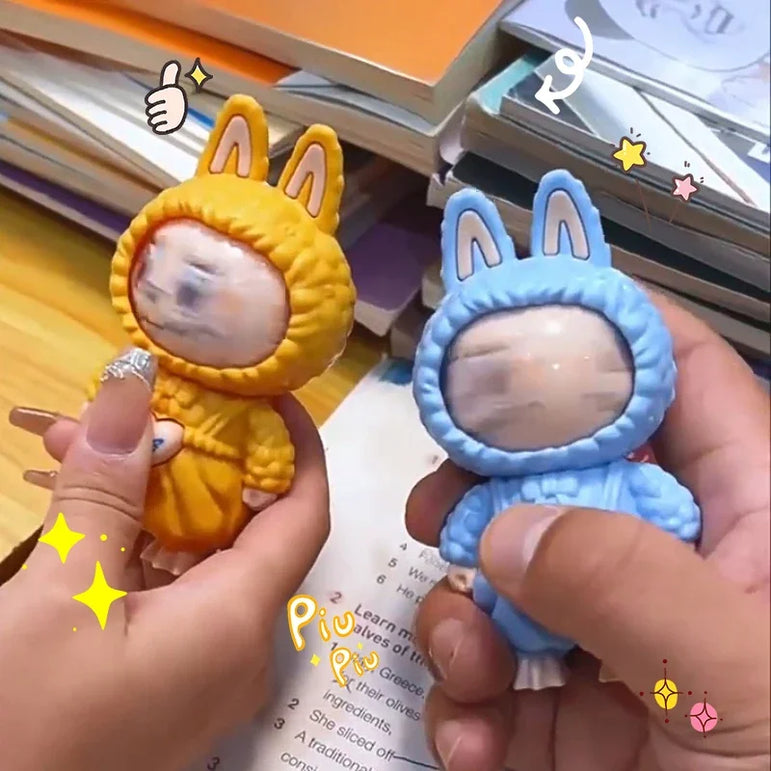 Press Face Changing Doll Toy Pendant Creative Cartoon Keychain Decompression Cute Face Changing Game Car Keychain Desktop Decor