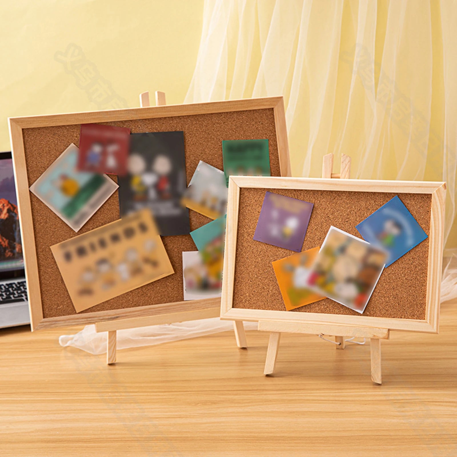 Cork Blackboard Bulletin Board Corkboard DIY with Push Pins Home Office Hanging Display Board Office School Wood Drafting Board