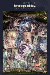 30pcs/lot Memo Pads Material Paper Night Forest Junk Journal Scrapbooking Cards Retro Background Decoration Paper