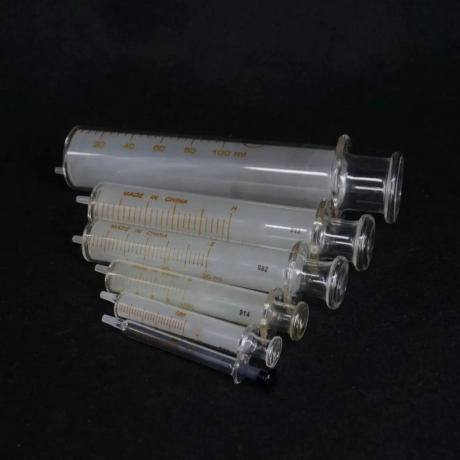 1/2/5/10/20/30/50/100ml Glass Syringe Injector Lab Sampler Caliber Precision