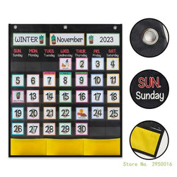 Calendar Pocket Chart for Kindergarten School Classroom with 89 Cards Monthly Calendar Pocket Chart for Kids Learning
