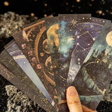 50pcs/bag moon phase theme stamping material book moon earth planet landscape material paper DIY handbook decoration cardstock