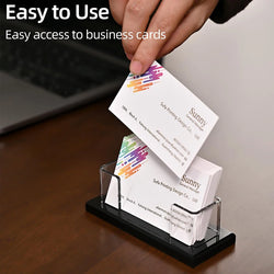 Transparent Acrylic Business Card Holder, Office Business Card Display Stand, 30-40 Business Cards Card Holder For Desk