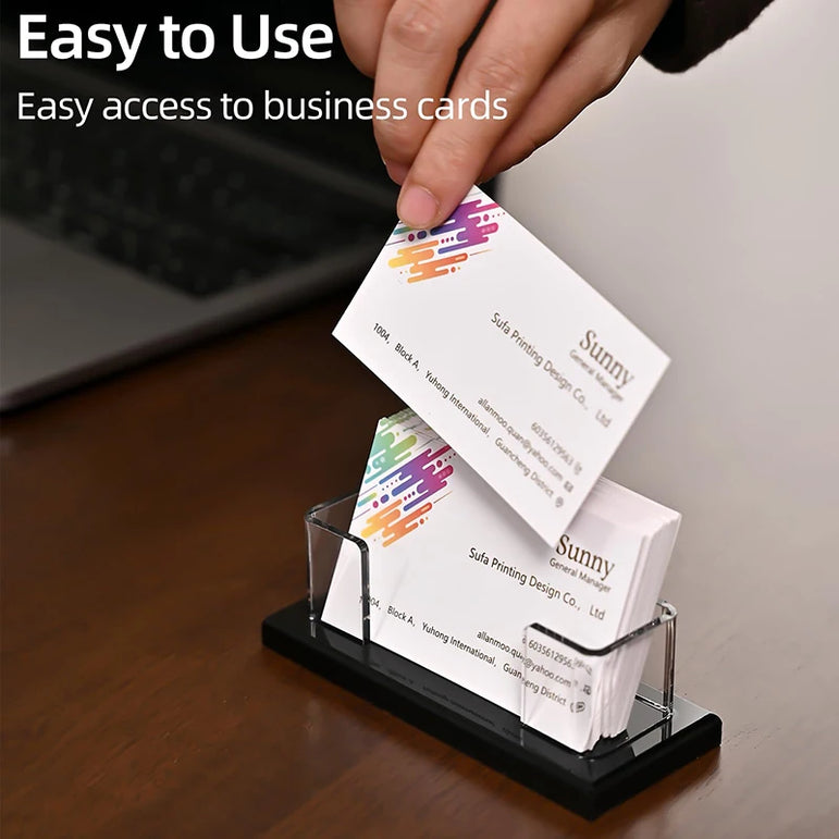 Transparent Acrylic Business Card Holder, Office Business Card Display Stand, 30-40 Business Cards Card Holder For Desk