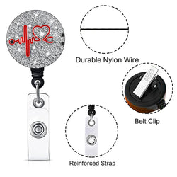 1pc Fashion Cute Rhinestones Retractable Nurse Badge Reel Clip Badge Holder Students Doctor ID Card Holder Keychain Gift