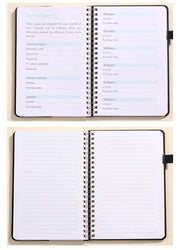 Spiral Password Keeper Book 56 Sheets Alphabetical Tabs Notebook PU Leather Cover Pen Holder Secure Internet Password Organizer