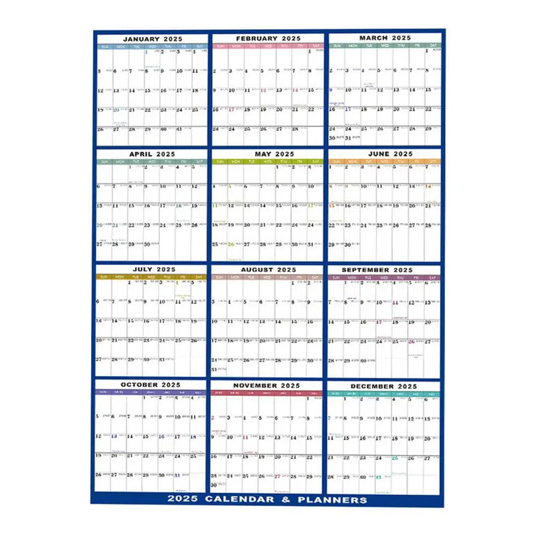2025 Erasable Large Wall Calendar Double-sided Dry and Wet Erasable 12-month Annual Yearly Calendar for Work planner Schedule