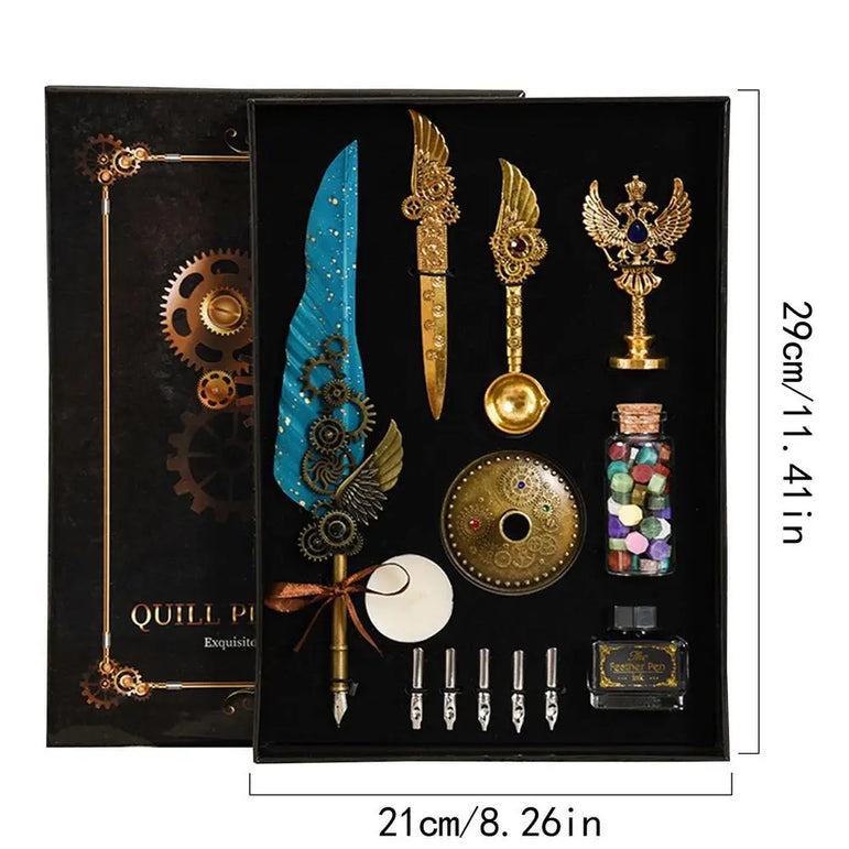 Feather Quill Pen Calligraphy Feather Pen Stationery Set Complete Calligraphy Feather Pen Set Accessories For Christmas