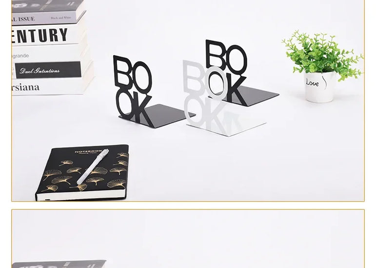 1Pcs Bookend Book Stand Support Sample Bookend Iron Desktop Art Non Slip Rack Shelf Holder School Stationery Office Accessories