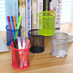 1Pcs Pencil Holder Office Desk Metal Mesh Square Round Pen Pot Cup Case Container Organiser Durable Pencil Case