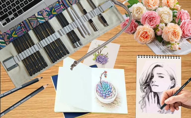 Drawing Pencils, 26/30/38pcs Sketching Pencils with Graphite ,Charcoal Pencils and Blending Stumps ,Gift for Beginners