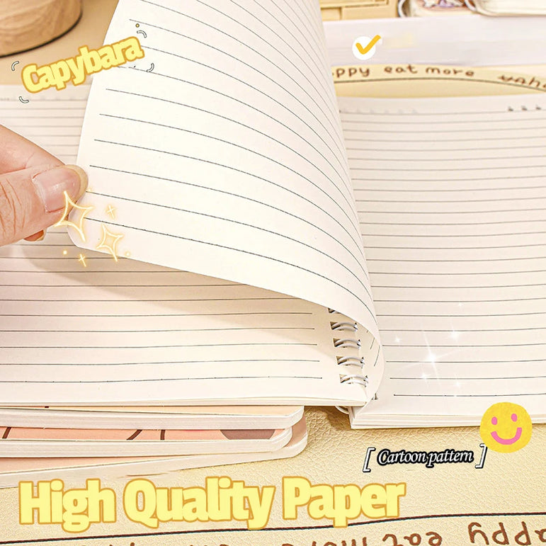 Capybara A5 Spiral Notebook Cute Planner Daily Notes Coil Notebooks Small Notepad For Kid Student Diary School Learning Supplies