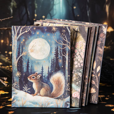 30pcs/lot Memo Pads Material Paper Night Forest Junk Journal Scrapbooking Cards Retro Background Decoration Paper