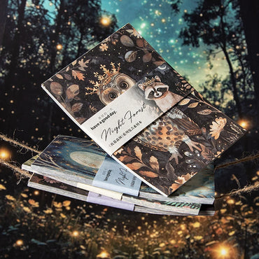 90pcs vintage material book night forest series handbook material decorative cardstock DIY scrapbook phone case diary card album