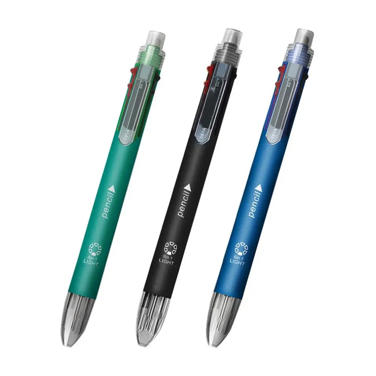 6 In 1 Multicolor Ballpoint Pen 5 Colors Ball Pen Creative Multicolor Ballpoint Pen 1 Automatic Pencil With Eraser for School