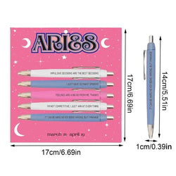 Funny Adult Pens Retractable Ballpoint Pen 5pcs Cute Constellation Pattern Pen Set Stationery Supplies For Homes Classrooms