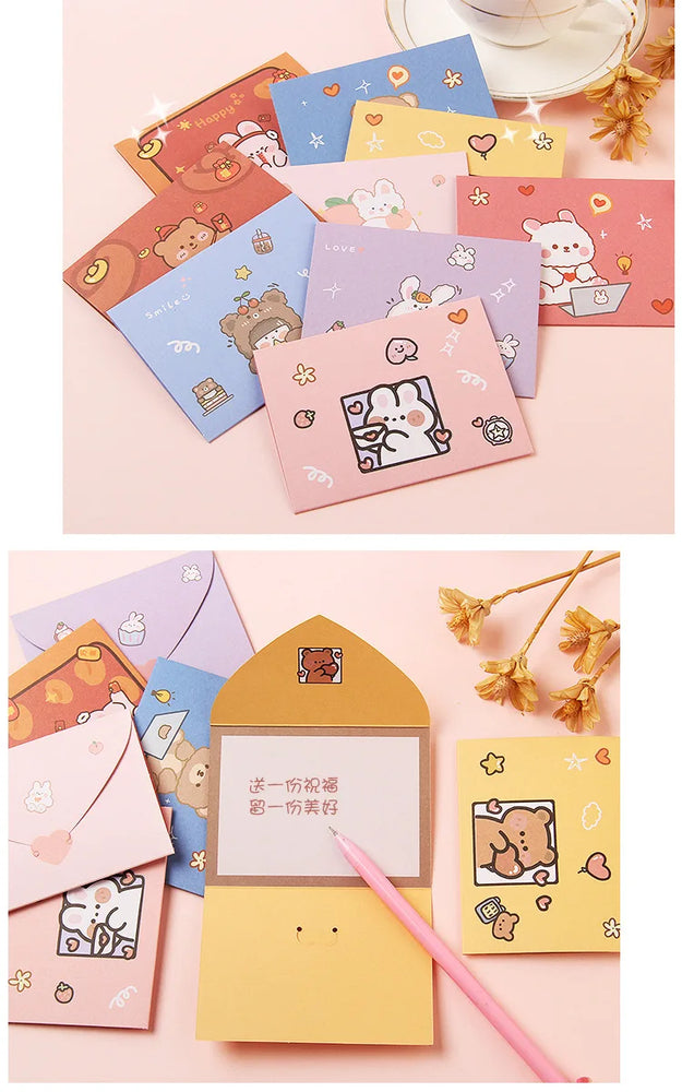 Bear Rabbit Blessing Thank Envelope Ins Cartoon Decoration Letter Paper 9 Styles Beautiful Cartoon Greeting Card New Year Gift